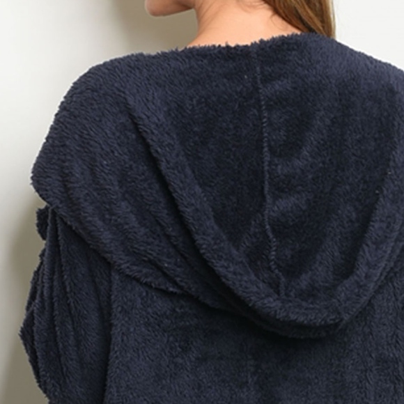 Super Soft Navy Blue Sherpa Jacket - Picture 4 of 4